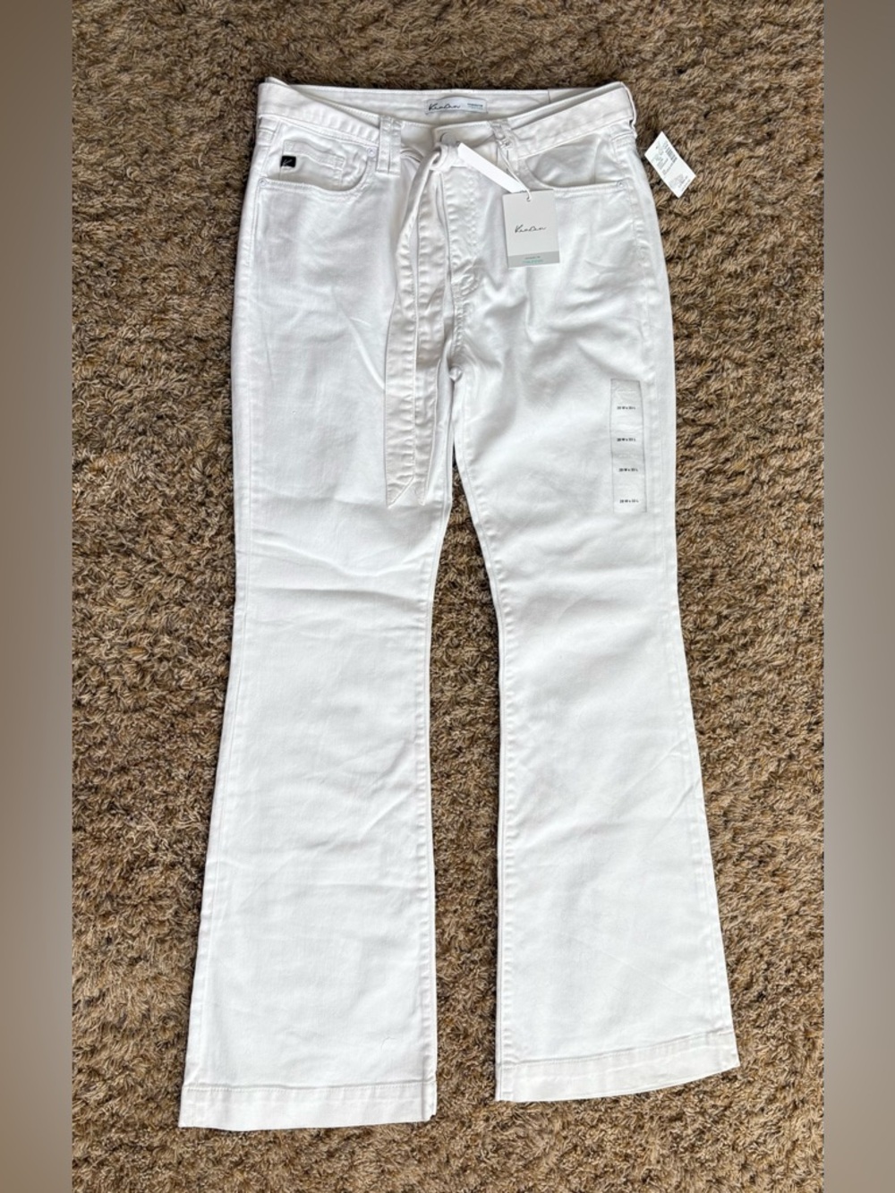 NWT KanCan White Women's Flare Jeans with Tie Waist 28 x 33